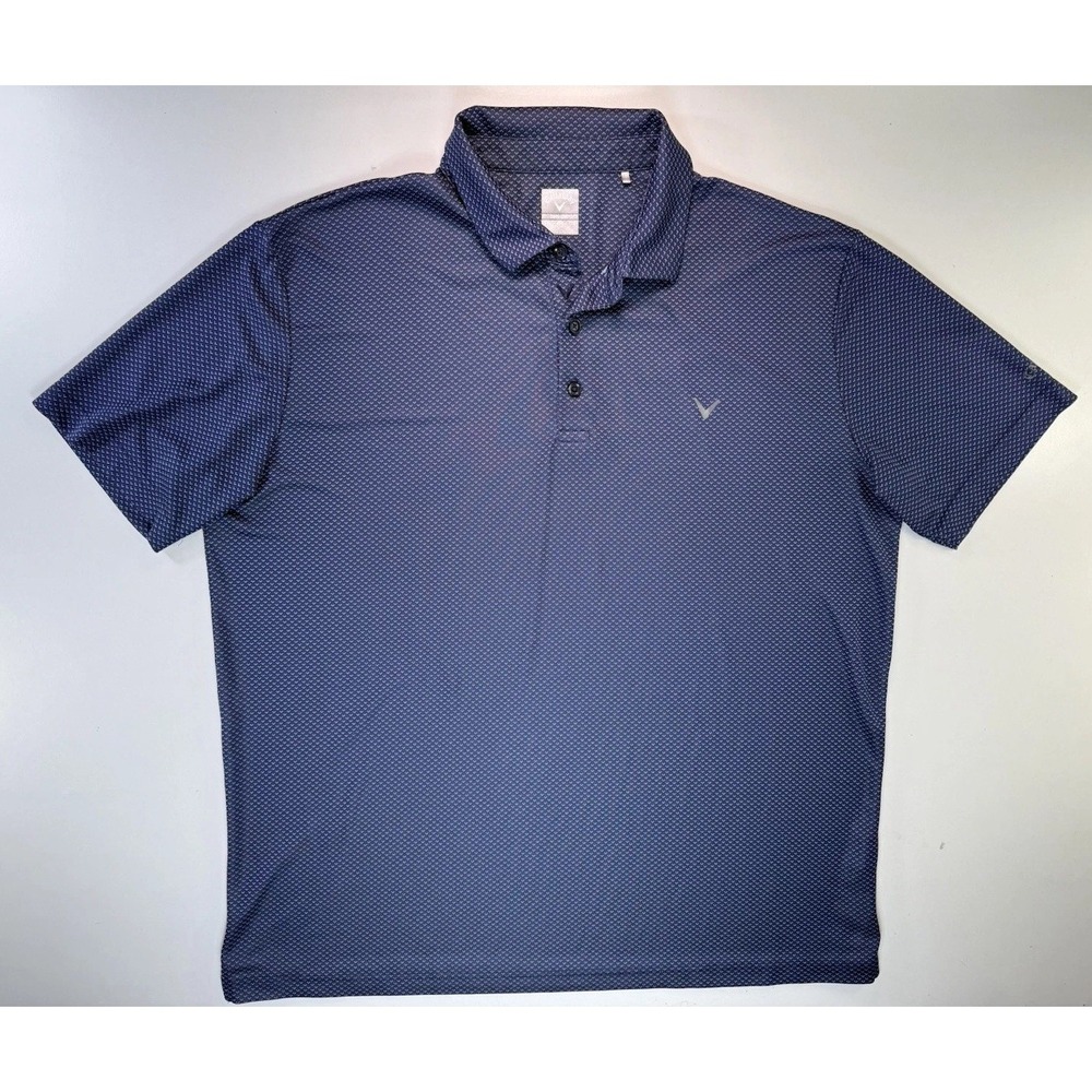 Callaway Opti-Dri Golf Mens 2XL Blue geometric Performance Polo Shirt
